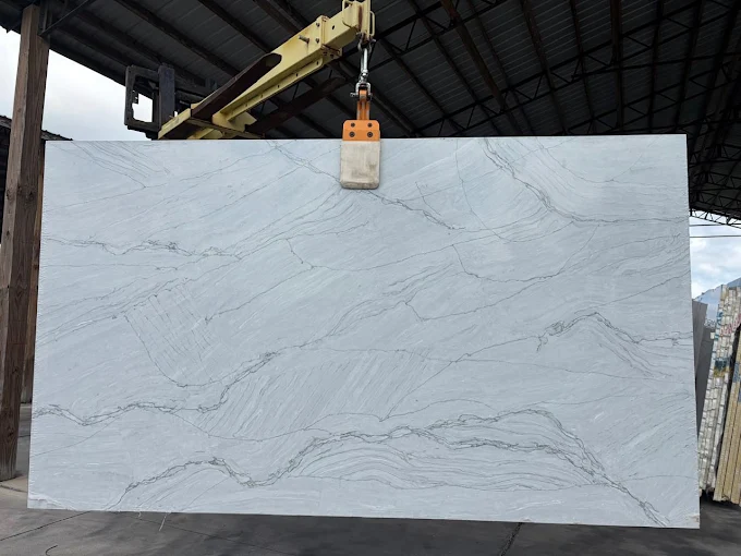 Stone slab warehouse and material handling at Stone Surfaces USA